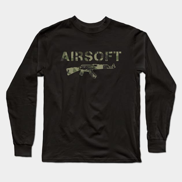 AIRSOFT PLAYER CAMOUFLAGE GUN Long Sleeve T-Shirt by JWOLF